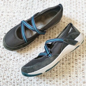 Dansko Hazel Gray and Blue Mary Jane Slip On Shoes Womens Size EU 38 US 7.5/8